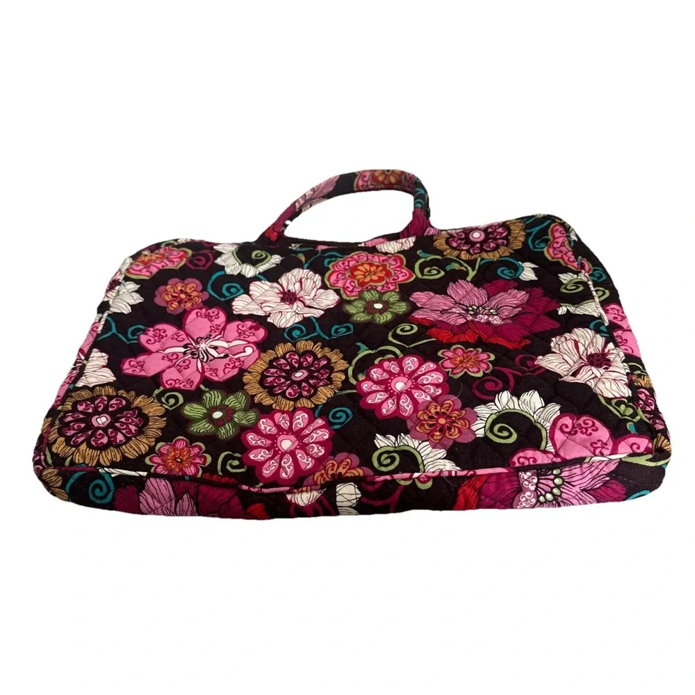 Vera Bradley Floral Quilted Multicolor Laptop Bag Women Large Zip Outer Pockets